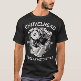 Vintage HD Motorcycle VTwin ShovelHead Engine Draw T-Shirt
