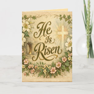 Vintage He Is Risen Customized Easter Card