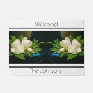 Vintage Heade Magnolia Flower Blossoms Doormat