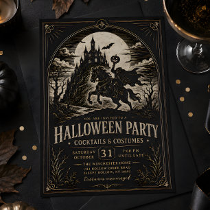 Vintage Headless Horseman Gothic Halloween Party Invitation