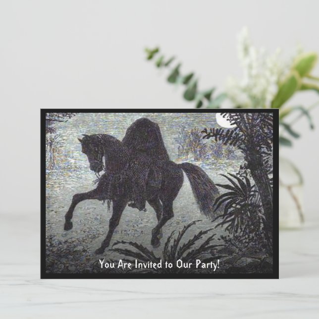 Vintage Headless Horseman Halloween Party Invitation (Standing Front)