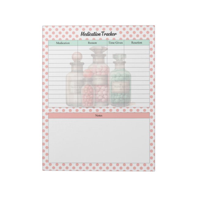 Vintage Healthcare Medication Tracker Notepad (Rotated)
