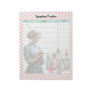 Vintage Healthcare Symptom Tracker Notepad