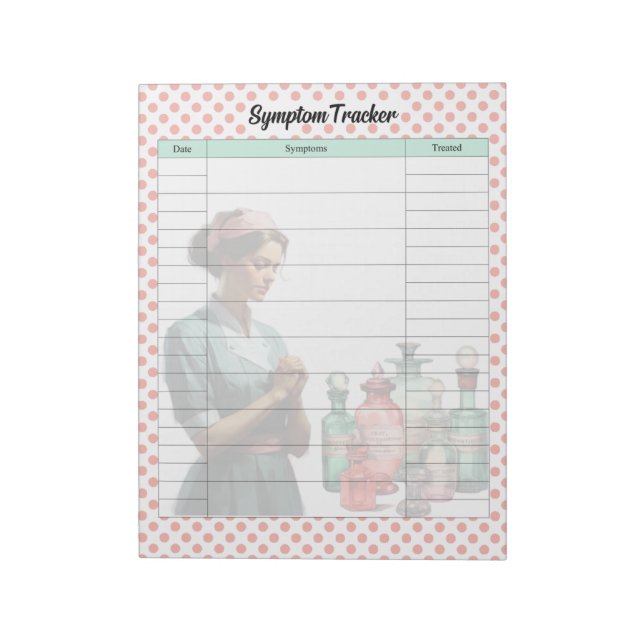 Vintage Healthcare Symptom Tracker Notepad (Rotated)