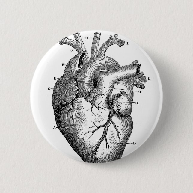 Vintage Heart Anatomy | Customizable 2 Inch Round Button (Front)
