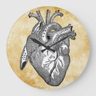 vintage heart anatomy large clock