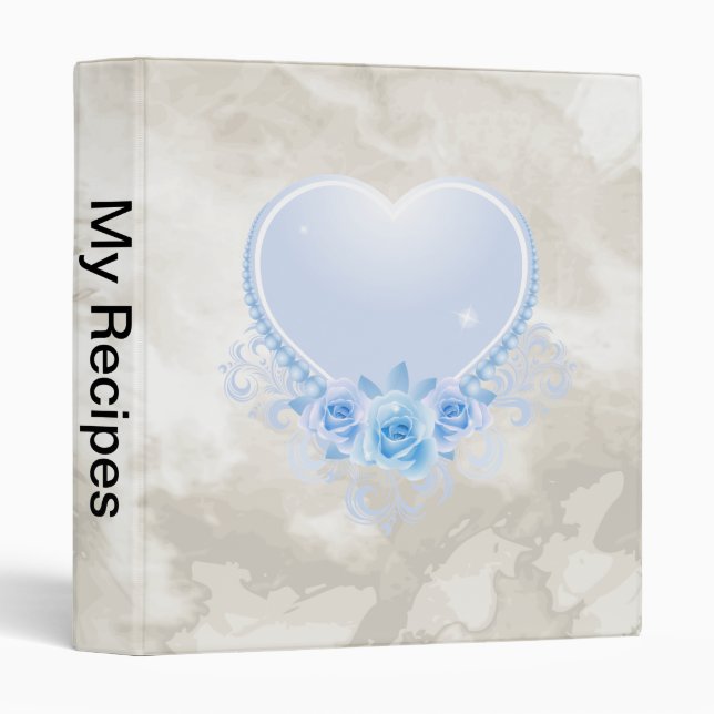 Vintage Heart and Roses Blue Binder (Front/Spine)