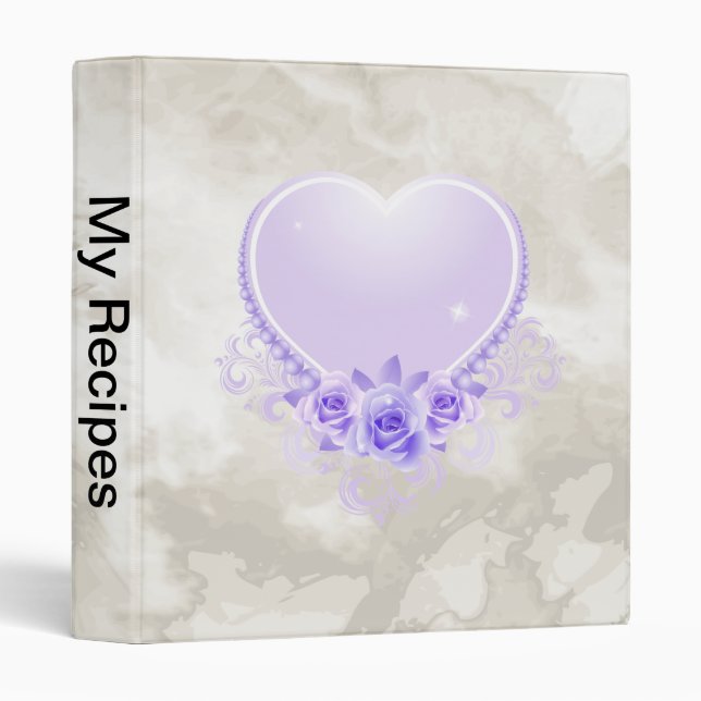 Vintage Heart and Roses Lavender Binder (Front/Spine)