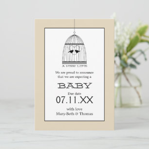 Vintage Heart Birdcage Baby Due date Announcement