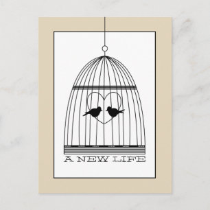 Vintage Heart Birdcage Baby Due date Announcement Postcard