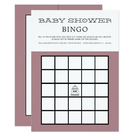 Vintage Heart Birdcage Baby Shower Bingo Card