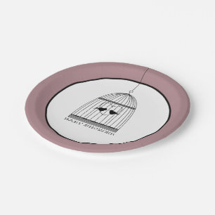 Vintage Heart Birdcage Baby Shower Paper Plate