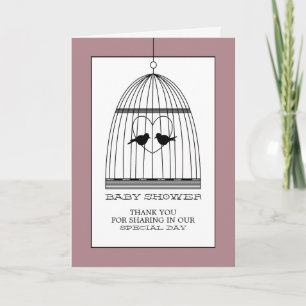 Vintage Heart Birdcage Baby Shower Thank You