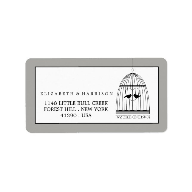 Vintage Heart Birdcage Wedding Label (Front)