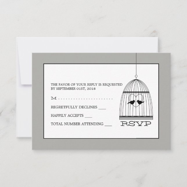 Vintage Heart Birdcage Wedding RSVP (Front)