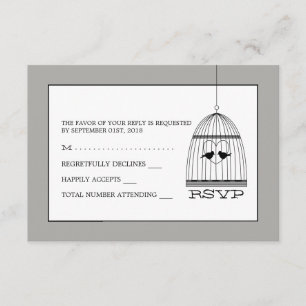 Vintage Heart Birdcage Wedding RSVP Card