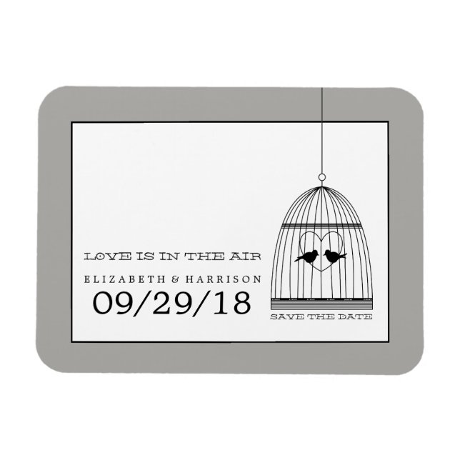 Vintage Heart Birdcage Wedding Save The Date Magnet (Horizontal)