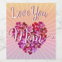 Vintage Heart Floral Wreath Love You Mom