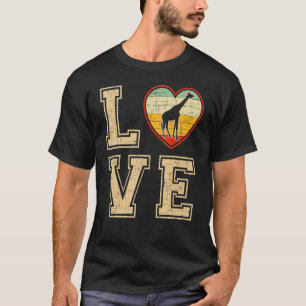 Vintage Heart Giraffe Christmas Valentine Father T-Shirt