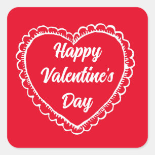VINTAGE HEART HAPPY VALENTINE'S DAY DESIGN  SQUARE SQUARE STICKER