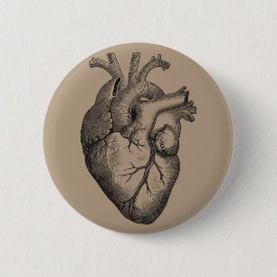 Vintage Heart Illustration 2 Inch Round Button