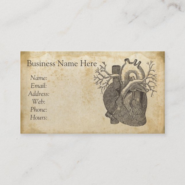 Vintage Heart Illustration Business Card (Front)