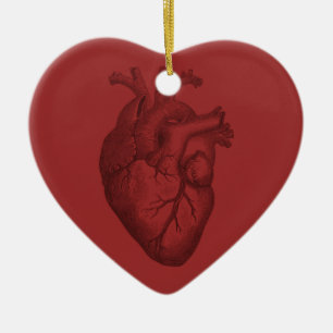 Vintage Heart Illustration Ceramic Ornament