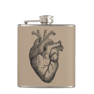 Vintage Heart Illustration Hip Flask