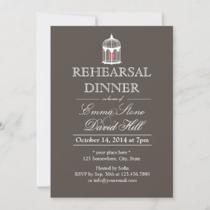 Vintage Heart in Bird Cage Rehearsal Dinner Invitation