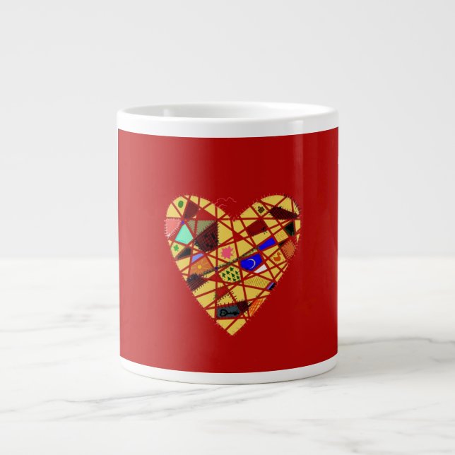Vintage Heart Large Coffee Mug (Front)
