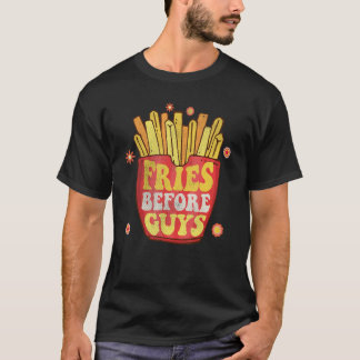Vintage Heart Love Potato Fries Lover Groovy Valen T-Shirt