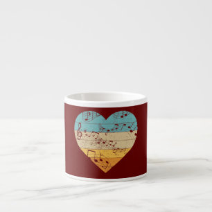 Vintage Heart Music Notes Teacher Espresso Cup