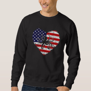 Vintage Heart Octopus Animal Retro Us American Fla Sweatshirt