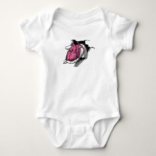 Vintage Heart On Hand Through Crack Baby Bodysuit