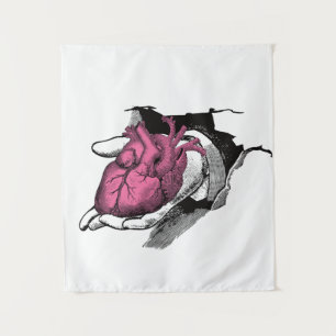 Vintage Heart On Hand Through Crack Tapestry