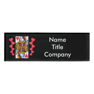 Vintage Heart Queen Playing Card Red Hearts Name Tag