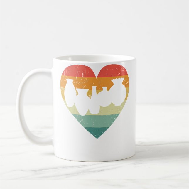 Vintage Heart Sculpting Clay Earthenware Pottery Coffee Mug (Left)