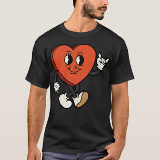 Vintage Heart toon Heavy Metal Devil Horn Rock and T-Shirt