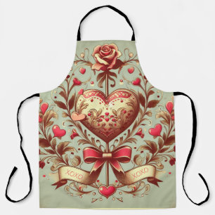 Vintage Heart Valentine's day xoxo  Apron
