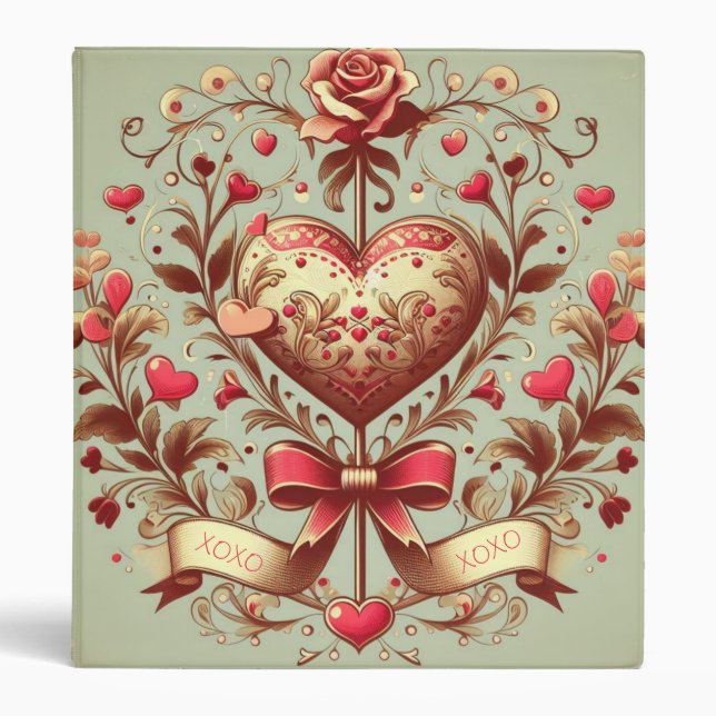 Vintage Heart Valentine's day xoxo Classeur (Devant)