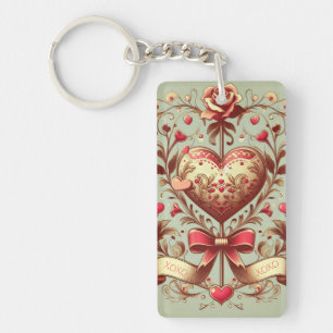 Vintage Heart Valentine's day xoxo  Keychain