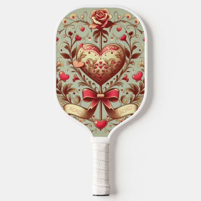 Vintage Heart Valentine's day xoxo  Pickleball Paddle (Front)