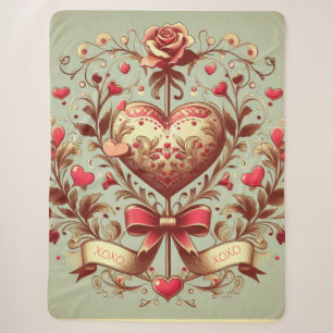 Vintage Heart Valentine's day xoxo  Sherpa Blanket