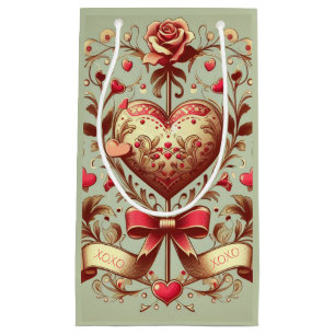 Vintage Heart Valentine's day xoxo  Small Gift Bag