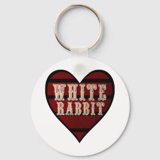 Vintage Heart White Rabbit Keychain