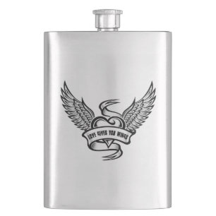 Vintage Heart With Wings Hip Flask