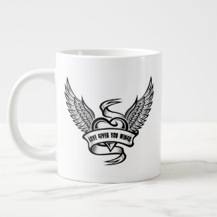 Vintage Heart With Wings Large Coffee Mug