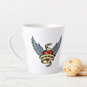 Vintage Heart With Wings Latte Mug