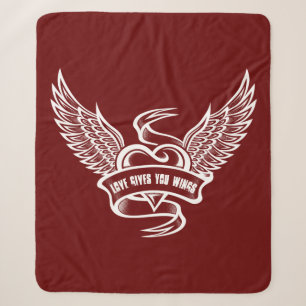 Vintage Heart With Wings, Love Gives You Wings Sherpa Blanket