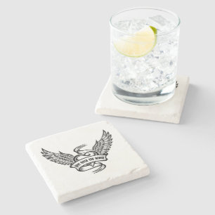 Vintage Heart With Wings Stone Coaster